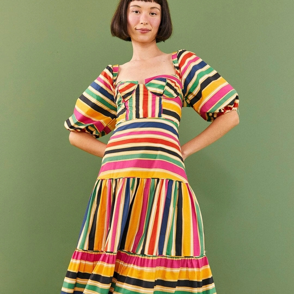 Colorful Striped Women's Dress - Picture 2 of 11